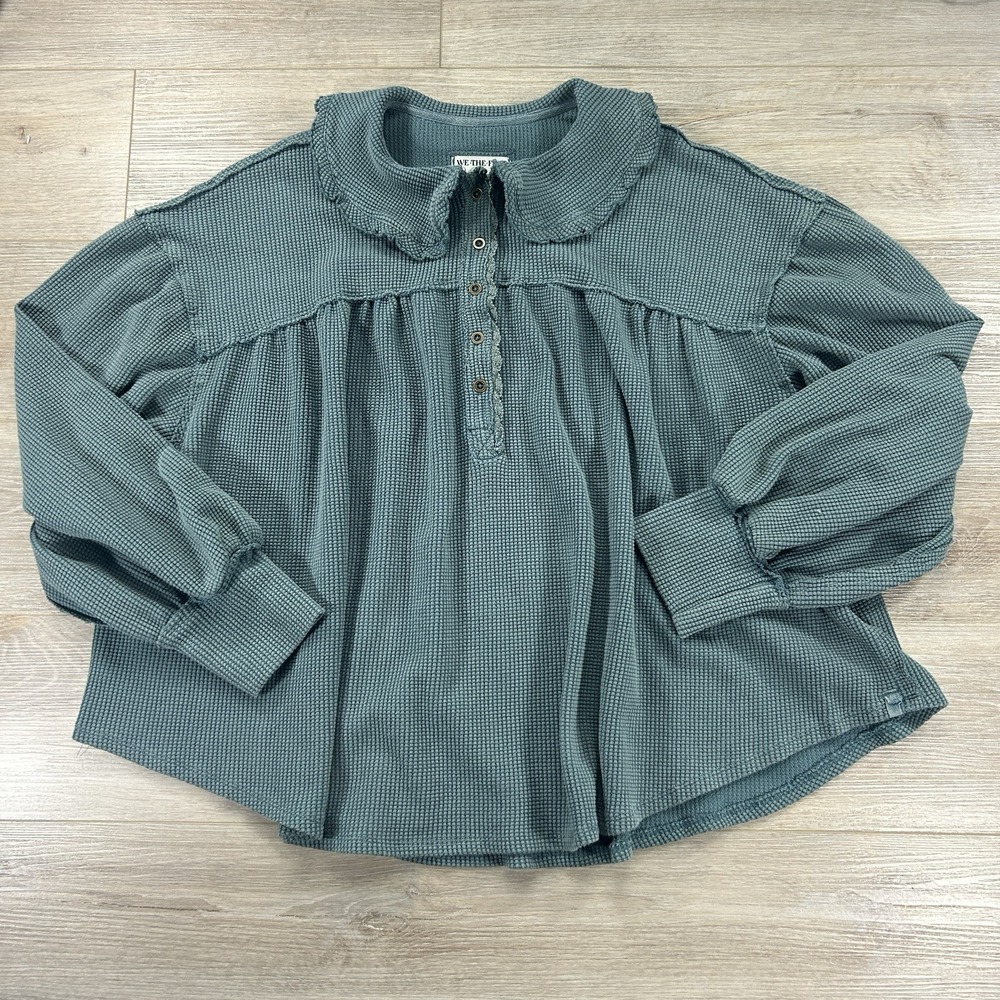 We The Free Teal Long Sleeve Waffle-Knit Top - Picture 2 of 14